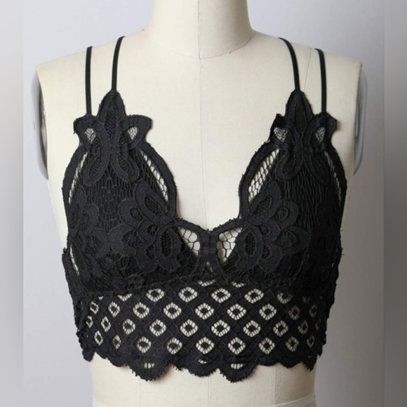 Bohemian Black Lace Cropped Bralette M - Picture 2 of 9